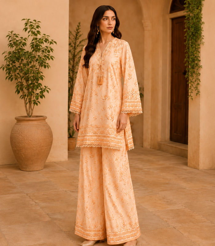 Peach Blossom Floral Printed 3-Piece Set