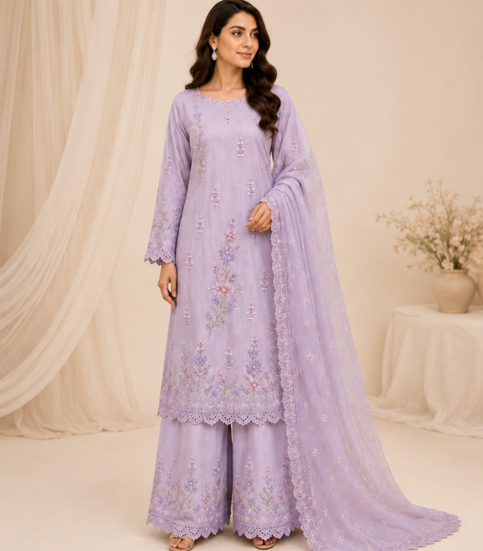Lilac Haze Embroidered 3-Piece Lawn Suit